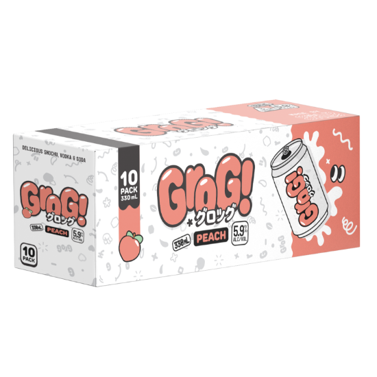 Picture of Grog! Shochu Vodka & Soda Peach 5.9% Cans 10x330ml